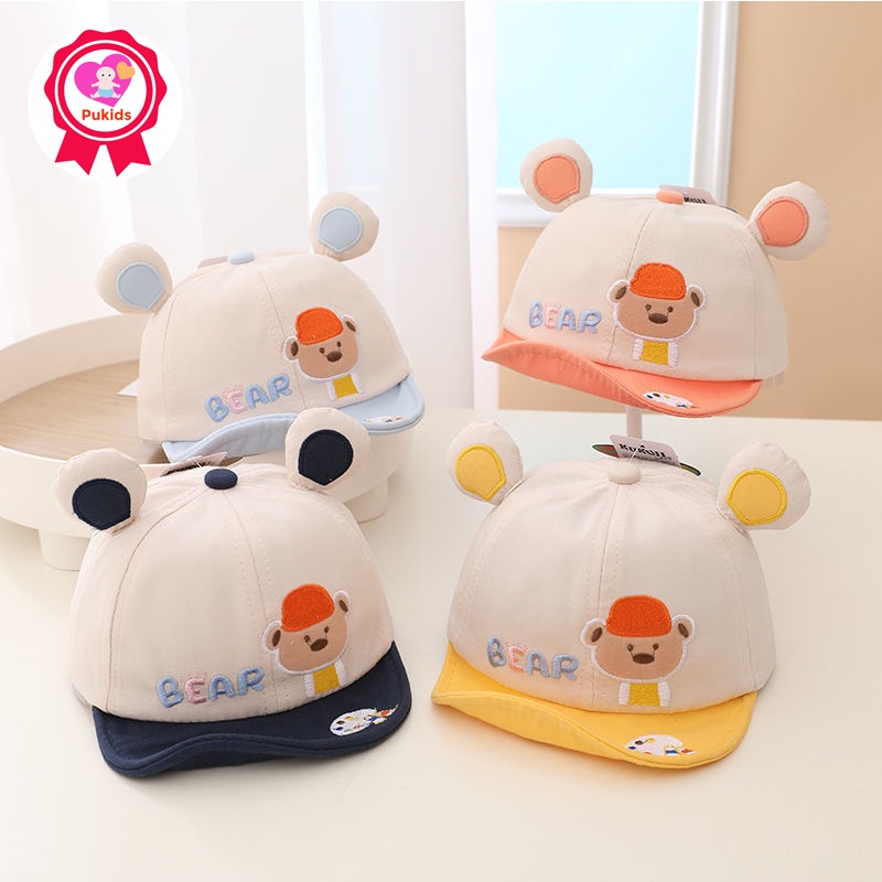 Mũ gấu bear cho bé trai bé gái 5-24 tháng mũ chống nắng điều chỉnh được chiều rộng _ MU13