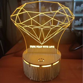 Đèn Ngủ Diamond 3D Led - Khắc Tên Theo Yêu Cầu