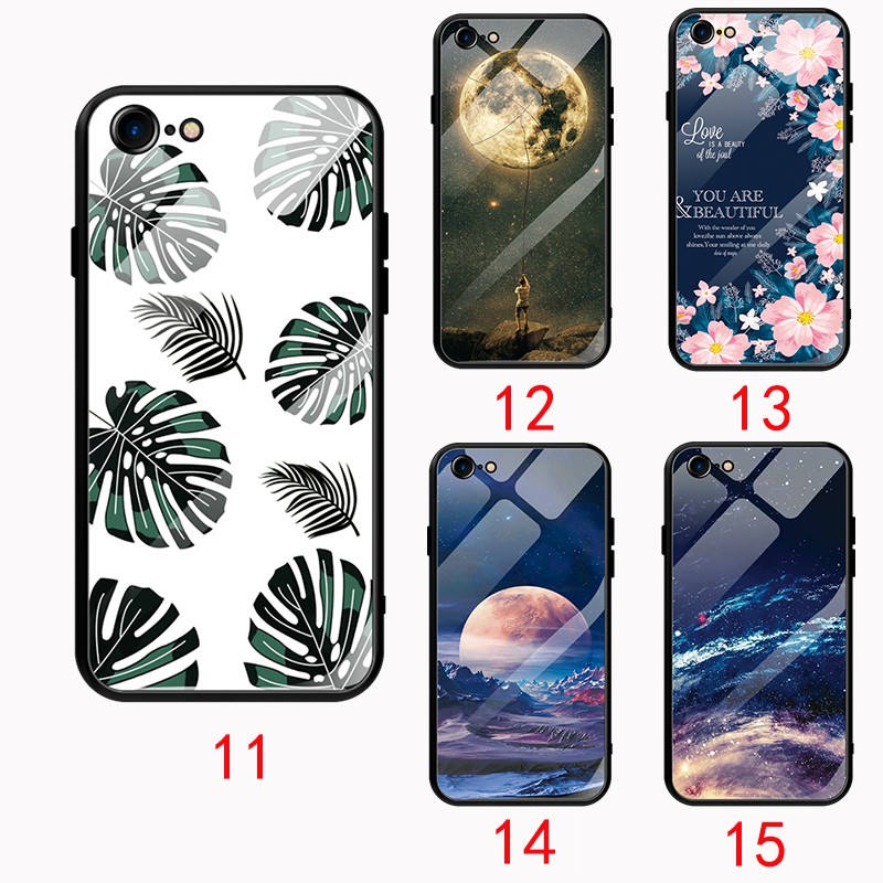 Ốp điện thoại mặt kính cường lực họa tiết độc đáo cho iPhone 6 6s 6+ 6s+ 7 8 7+ 8+ X Xs Xr Xsmax