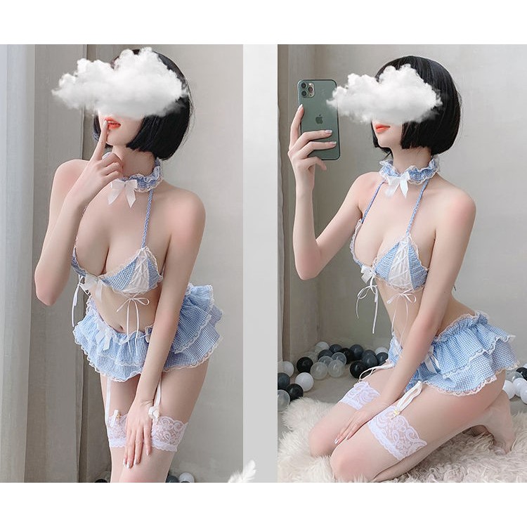 Đồ ngủ sexy 💝 Free ship 💝 set Cosplay 2 mảnh thủy thủ caro hầu gái