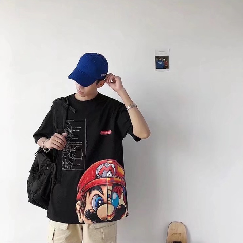 Áo Thun Tay Lỡ In Họa Tiết Hoạt Hình Phong Cách Nhật Bản Thời Trang Cho Nam Size M-3XL