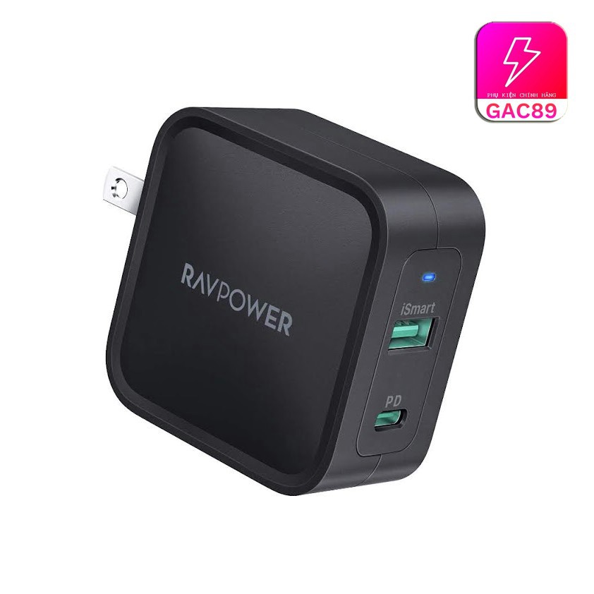 Củ sạc nhanh RAVPower 2 cổng PD QC 3.0 65W GaN Tech