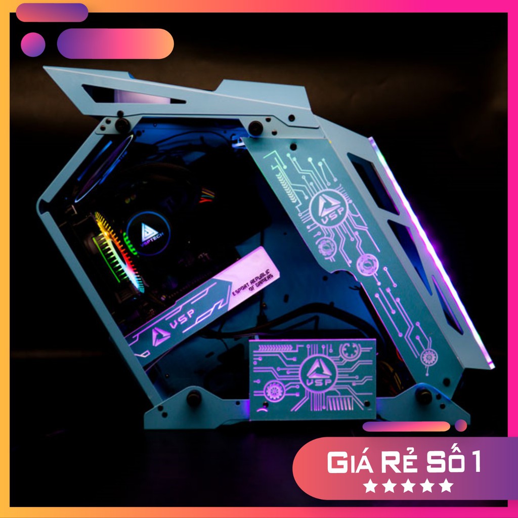 Vỏ case máy tính VSP gaming ES1 RGB - Tặng kèm 4 tấm LED bằng mica