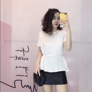 Áo somi peplum xếp ly