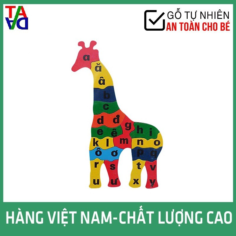 Đồ Chơi Gỗ VNXK Hợp Chuẩn, An Toàn Cho Bé - Tranh Ghép Hình Học Số - Học Chữ