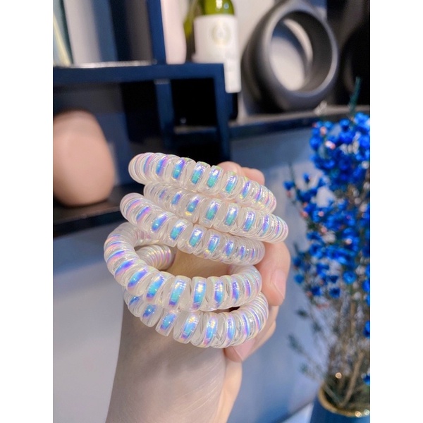 Dây cột tóc lò xo óng ánh lấp lánh hologram cỡ lớn 【】