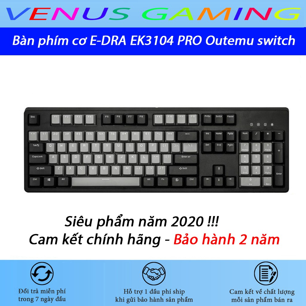 Bàn phím cơ E-DRA EK3104 PRO GATERON Switch- Bàn phím Gaming cao cấp - Bảo hành 2 năm chính hãng - 1 đổi 1 trong 30 ngày