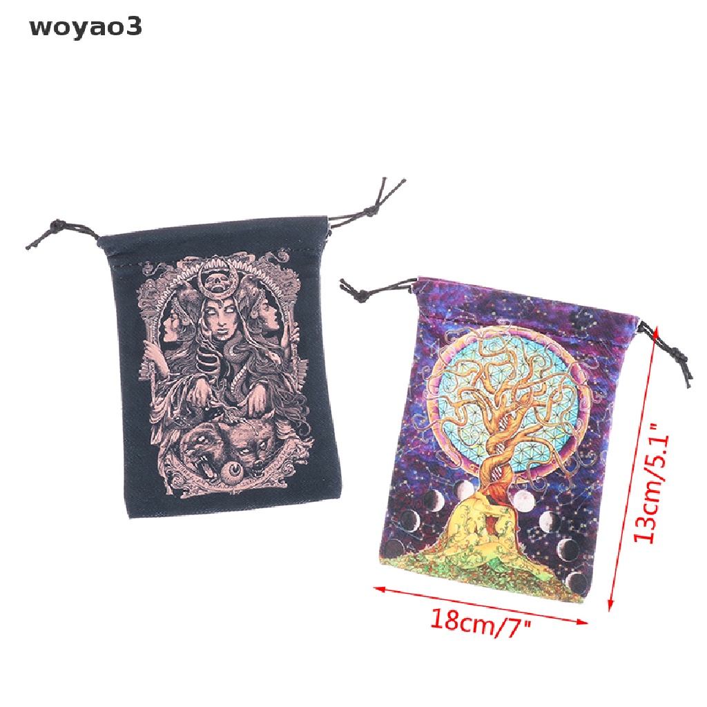 Túi Dây Rút Đựng Bài Tarot 13x18cm Hai Mặt Bằng Vải Nhung In Họa Tiết Xinh Xắn