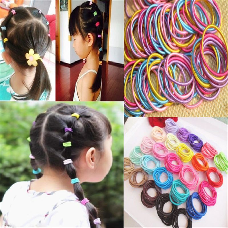 Bộ 100 dây cột tóc co dãng nhiều màu sắc đầy cá tính