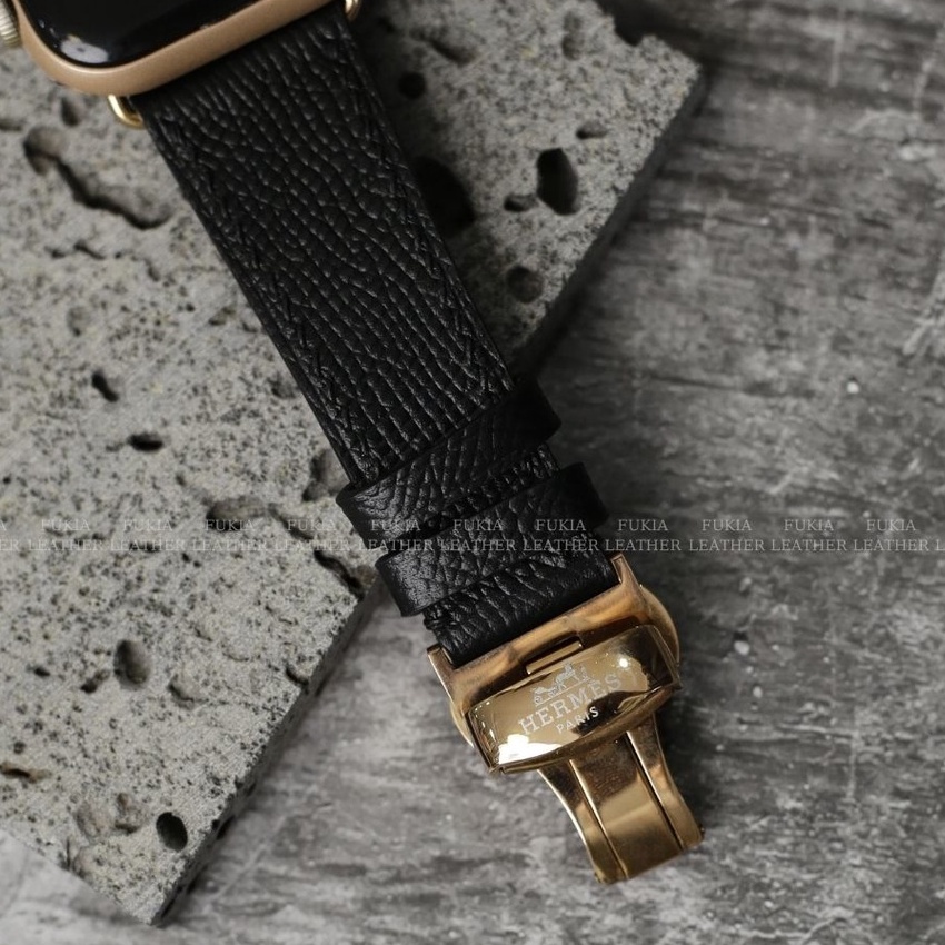Dây da thủ công Epsom Đen dành cho Apple Watch, đồng hồ thông minh, đồng hồ cơ DDTC111