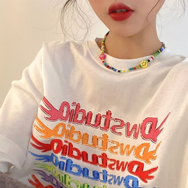 Vòng Cổ Mặt Hình Hoa Cười Nhiều Màu Phong Cách Bohemian