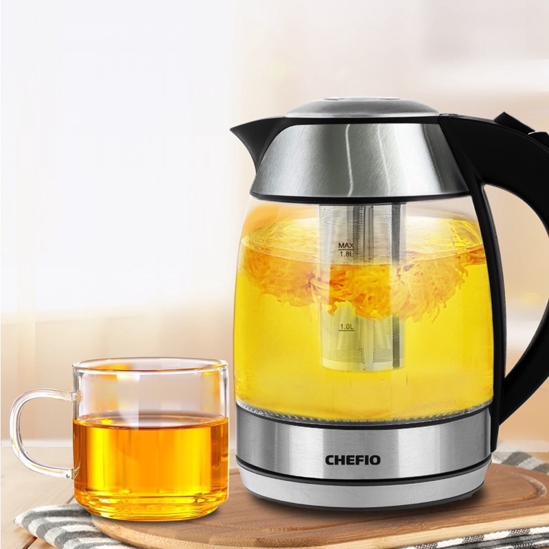 Ấm siêu tốc thủy tinh Chefio CFK2228 1.8L
