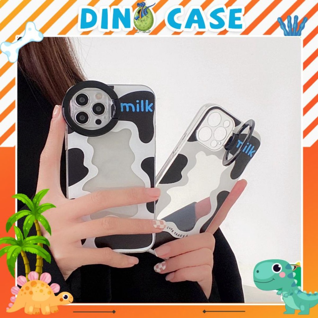 Ốp lưng iphone cạnh vuông trong kèm iring camera Bò sữa 7plus/8/8plus/x/xs/11/12/pro/max/plus/promax dt10