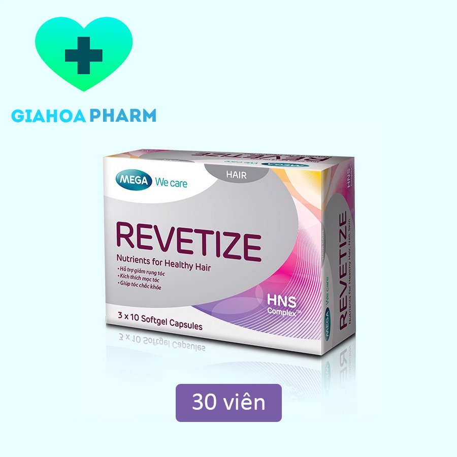 Viên uống Revetize (MEGA WE CARE) hỗ trợ giảm rụng tóc, kích thích mọc tóc, giúp tóc chắc khỏe - Hộp 30 viên