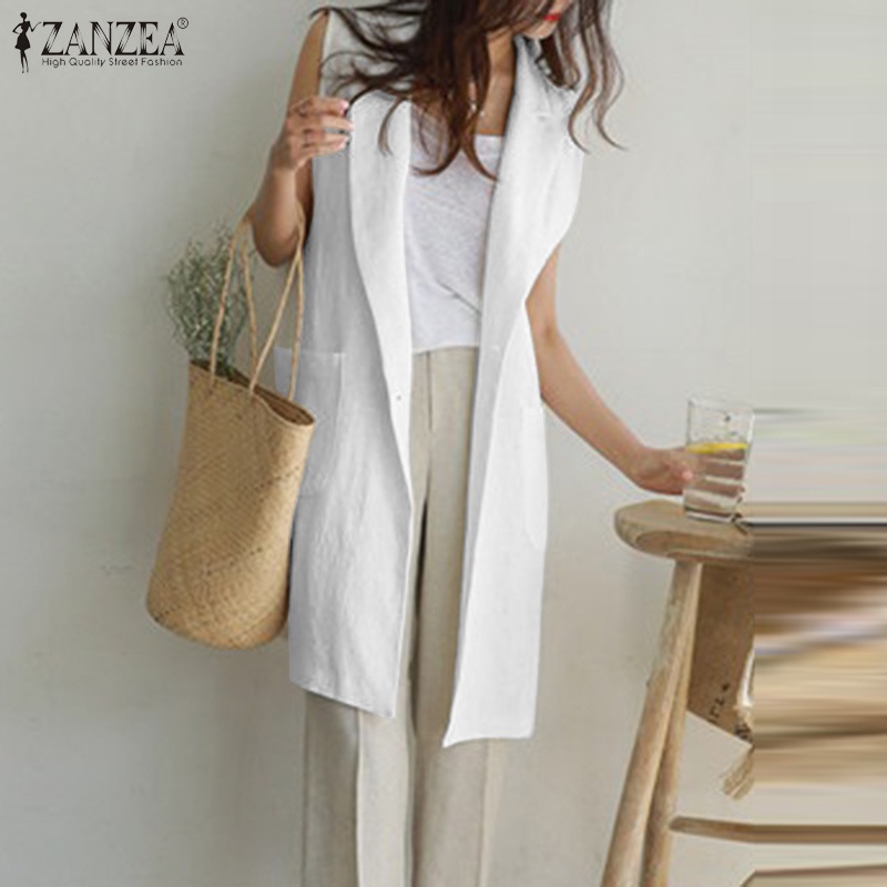 Áo ghi lê ZANZEA không tay size lớn kiểu dáng đơn giản thời trang cho nữ