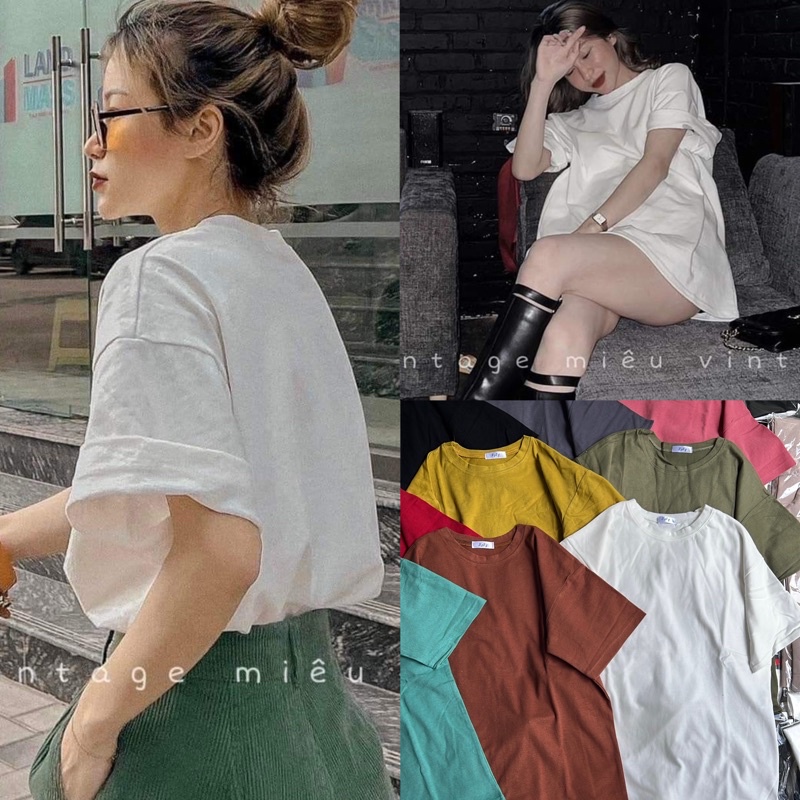 [Ảnh thật/Video]Áo phông trơn form rộng hàng Quảng Châu Áo pull phong cách Hàn Quốc