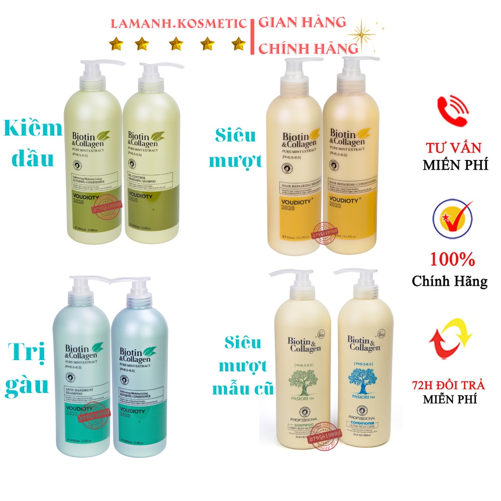 Dầu gội biotin &amp; collagen, kích thích mọc tóc chống rụng tóc, kiềm dầu dầu gội biotin cặp 500ml –1000ml  hàng chính hãng