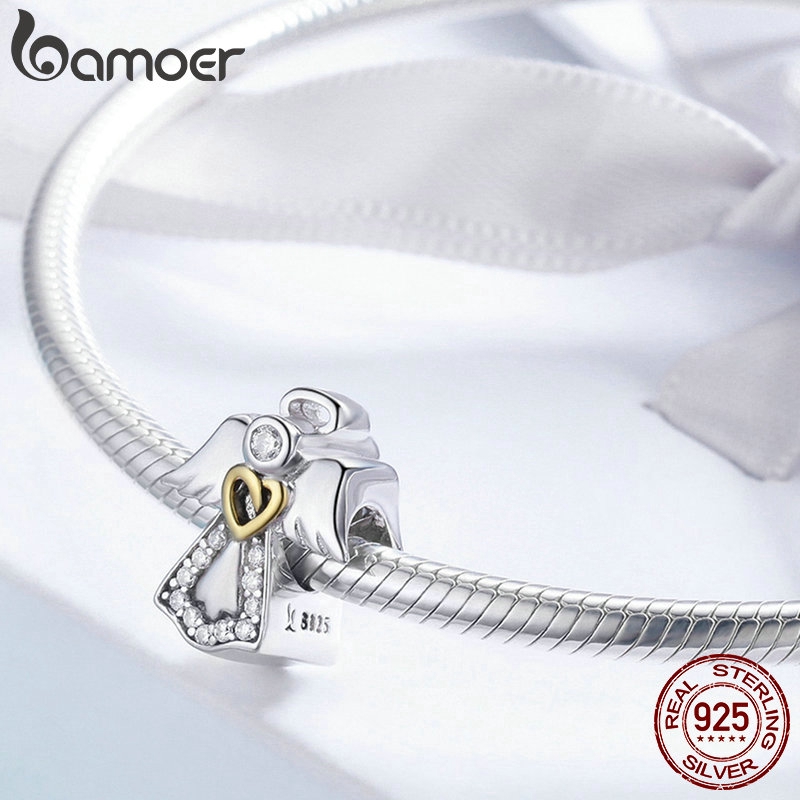 Phụ Kiện Hạt Trang Sức Bamoer Bằng Bạc S925 Hình Thiên Thần Thời Trang Cho Nữ