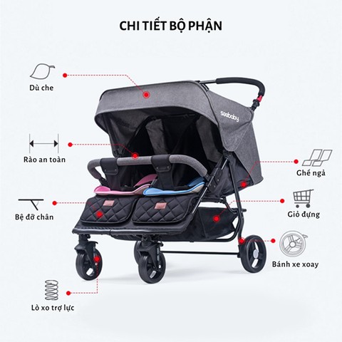 Xe Đẩy Đôi Cao Cấp Seebaby T22