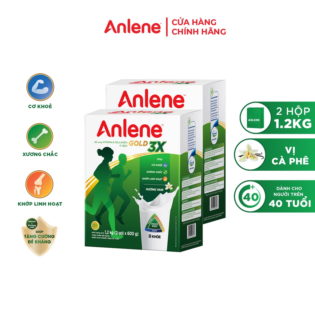 Combo 2 hộp sữa bột Anlene Gold Movepro Vani 1,2Kg/Hộp