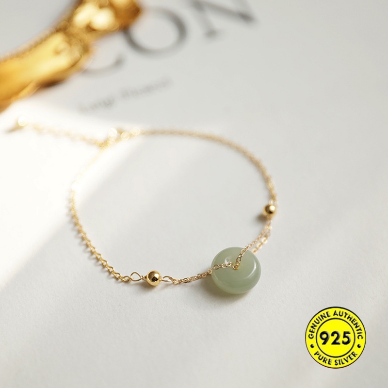 Vòng đeo tay mạ bạc 925 kiểu ngọc bích xinh xắn cho nữ