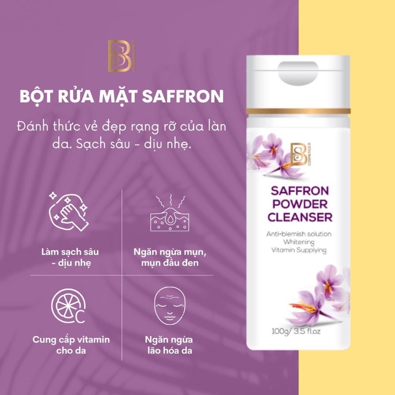 [CHÍNH HÃNG] BỘT RỬA MẶT SAFFRON - SAFFRON POWDER CLEAN 3IN1 - Dành cho mọi loại da