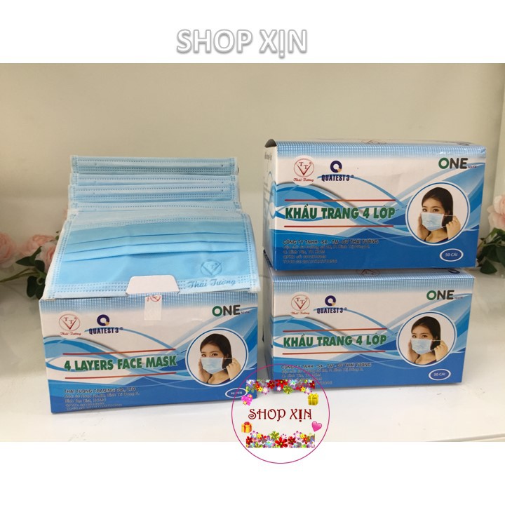 Khẩu Trang Y Tế 4 Lớp Kháng Khuẩn One Mask Thái Tường, theo quy chuẩn Quatest 3. Hộp 50 cái