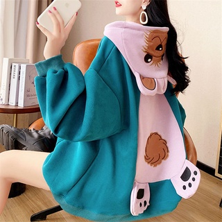 Áo khoác hoodie tay dài thời trang thu đông cho nữ
