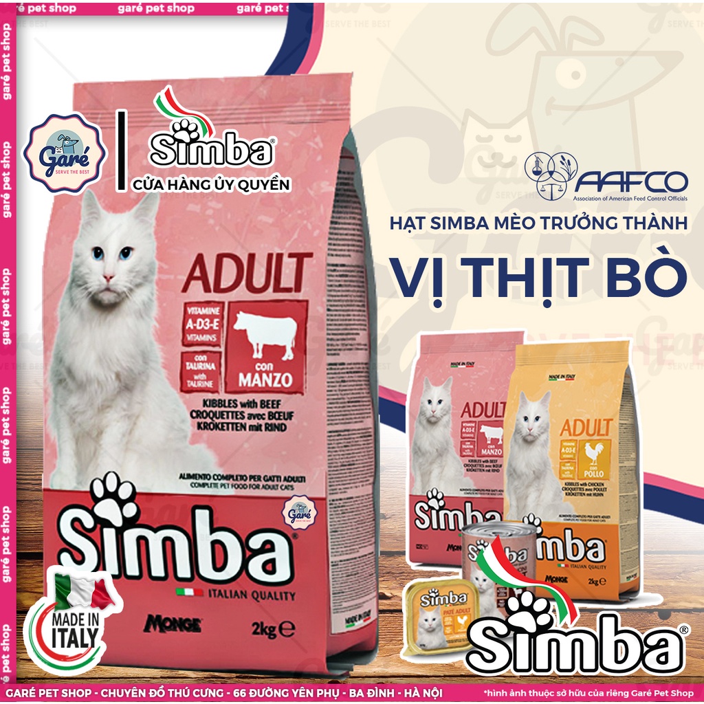 400gr - Hạt Simba dành cho mèo trưởng thành vị Gà, Bò thơm ngon bổ dưỡng nhập khẩu từ Ý - Italia Simba Adult Cat Kibble