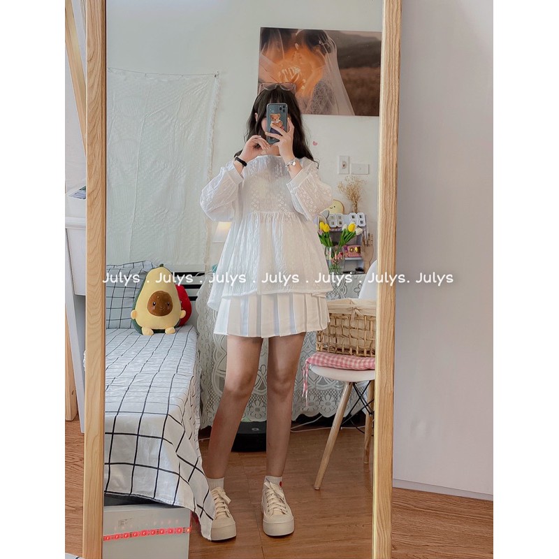 [Mã SKAMA8 giảm 8% đơn 300K] Áo babydoll thêu hoa xuyên thấu (ảnh thật shop chụp kèm video)