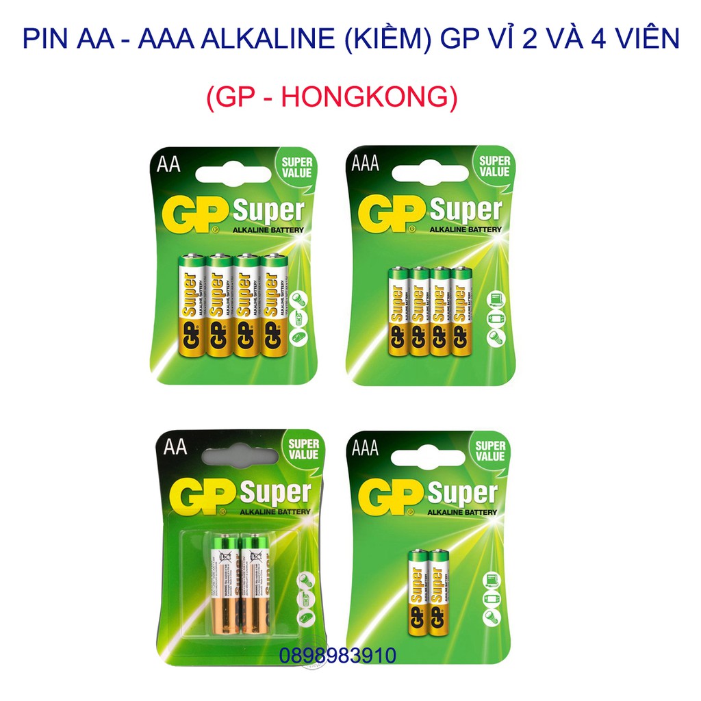 Pin GP alkaline các loại tiểu AA / đũa AAA chính hãng