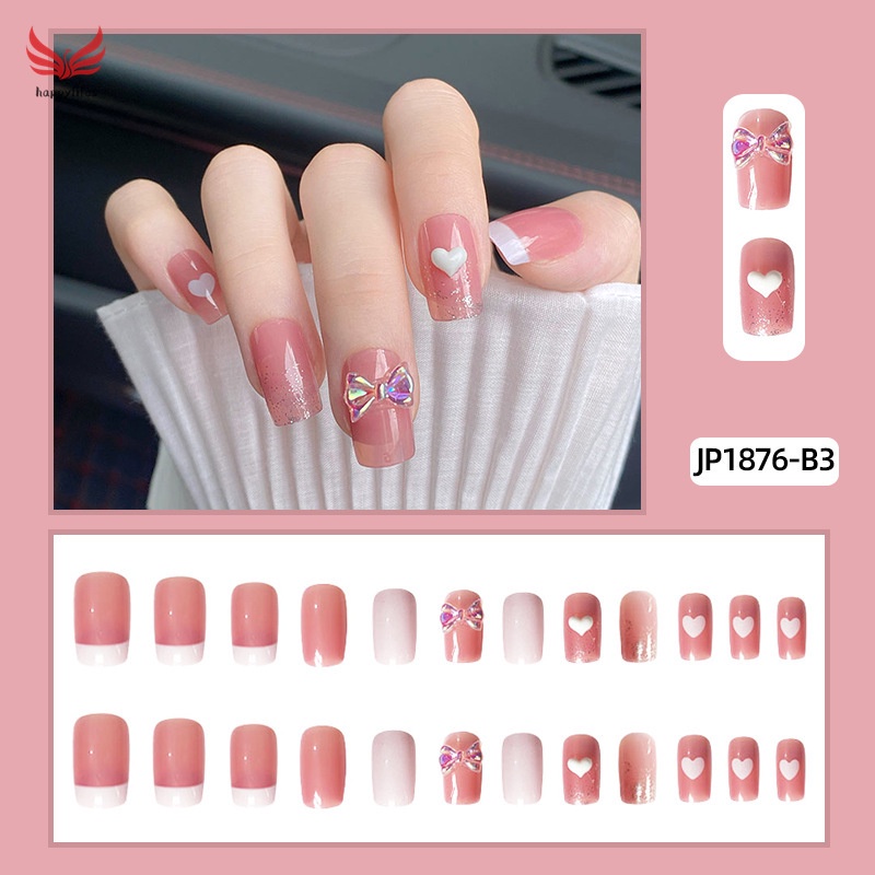 Set 24 móng tay giả dài thời trang cá tính và keo dán trang trí móng nghệ thuật cho nữ