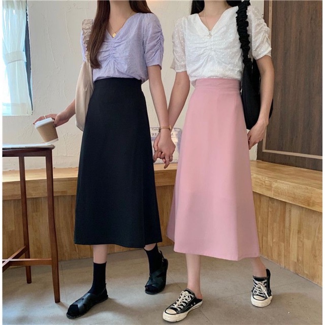 Chân váy dài cạp 3 màu ( size s,m)