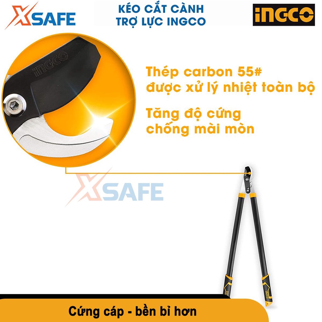 Kéo cắt cành cộng lực Ingco HLT7608 760mm, thép xử lý nhiệt, sơn chống gỉ, kìm cắt cành cộng lực [CHÍNH HÃNG][XSAFE]