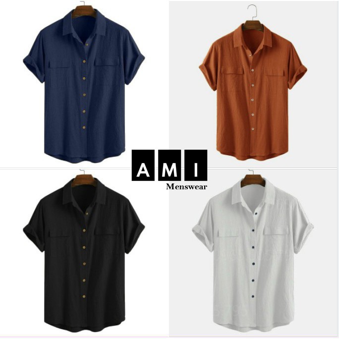 [New] Áo Đũi Nam Túi Hộp, Áo sơ mi đũi ngắn tay cổ bẻ thoáng mát, form dáng trẻ trung khỏe khoắn SMD01