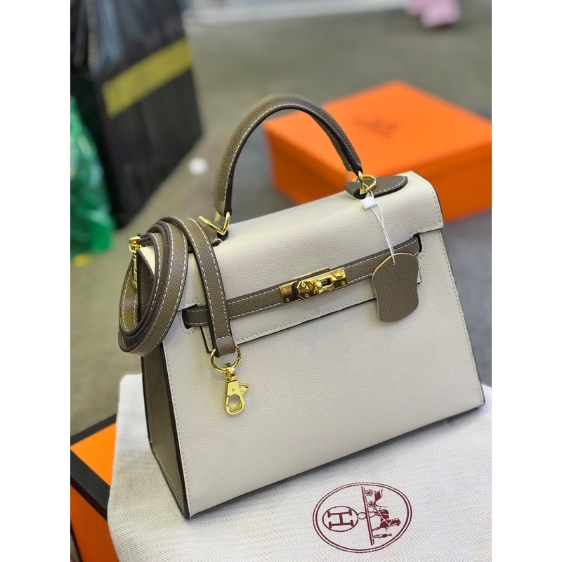 [KELLY25cm] Túi da sần Phối màu size 25cm loại đẹp kèm da test | BigBuy360 - bigbuy360.vn