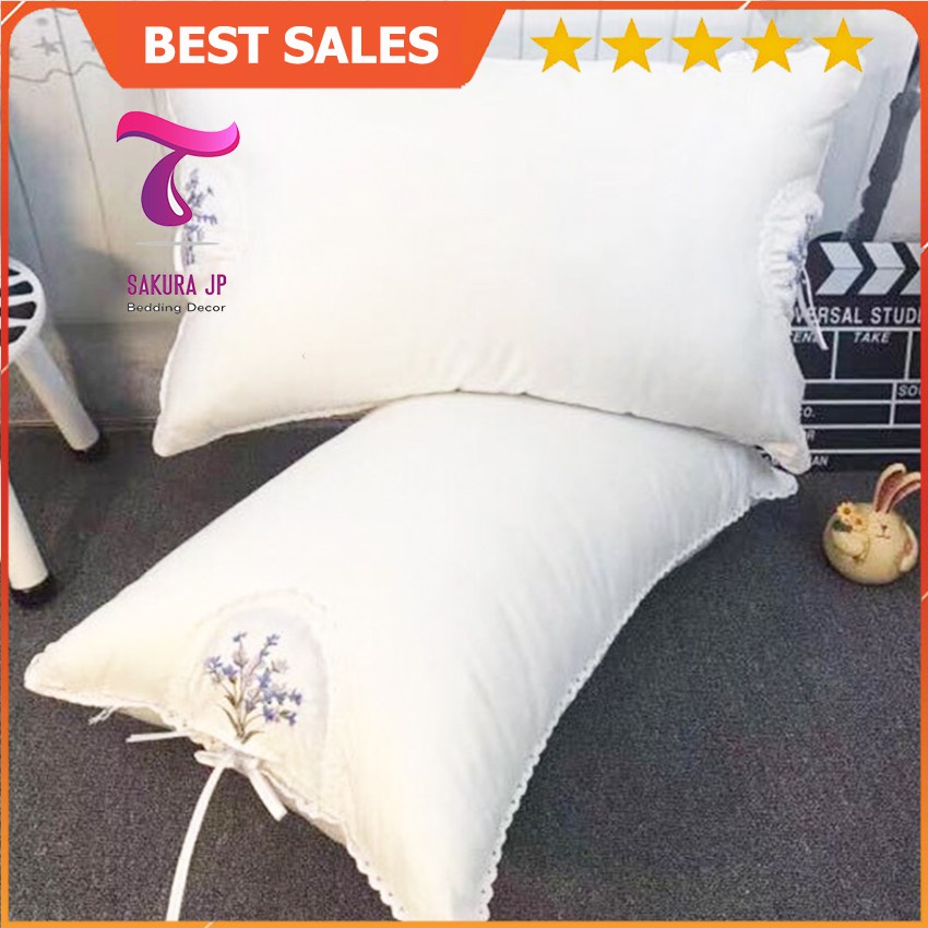 Gối Thơm Lavender Cao Cấp - Ruột Gối Bông Thêu Túi Thơm Nhập Khẩu Sakura JP Bedding Decor
