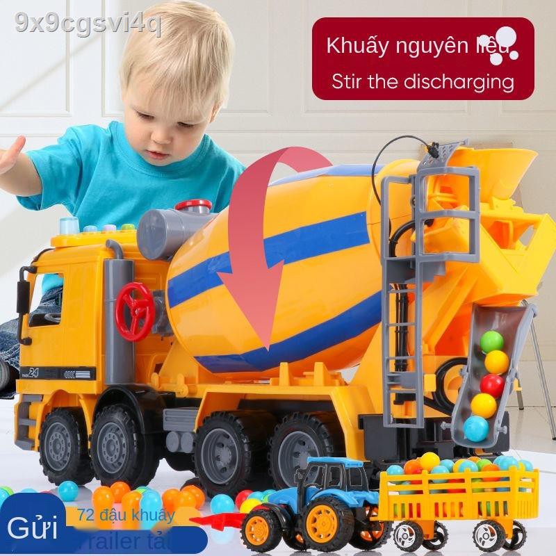 máy trộn cỡ lớn Xe chở xi măng bê tông Mô hình mô phỏng xe ben trẻ em Cậu bé