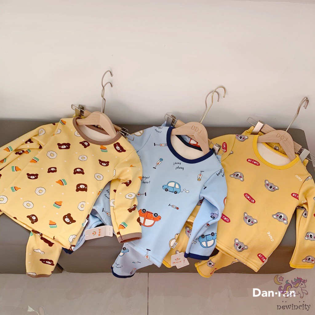 Bộ Đồ Ngủ Dài Tay Họa Tiết Hoạt Hình Cho Bé