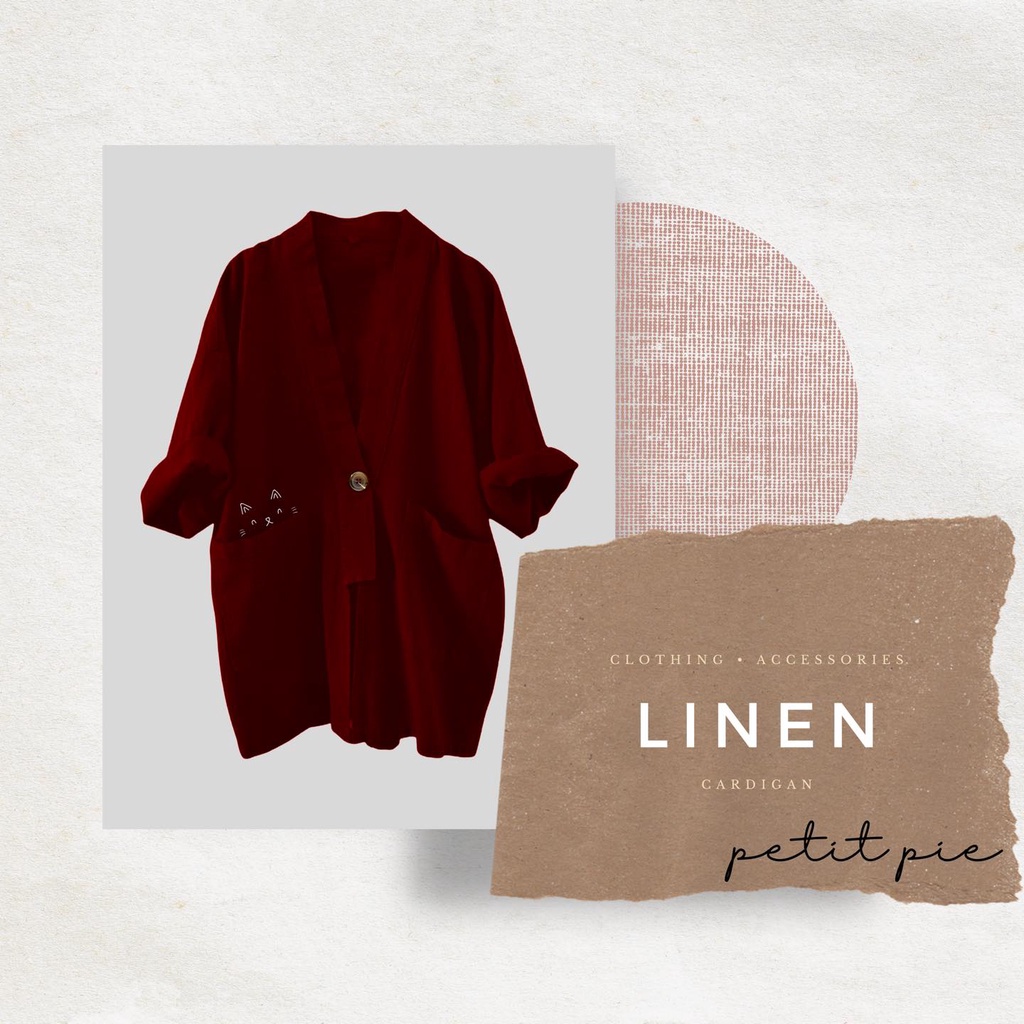 Áo Linen Cardigan thêu mèo by Petit Pie - Áo thiết kế tặng thêu tên