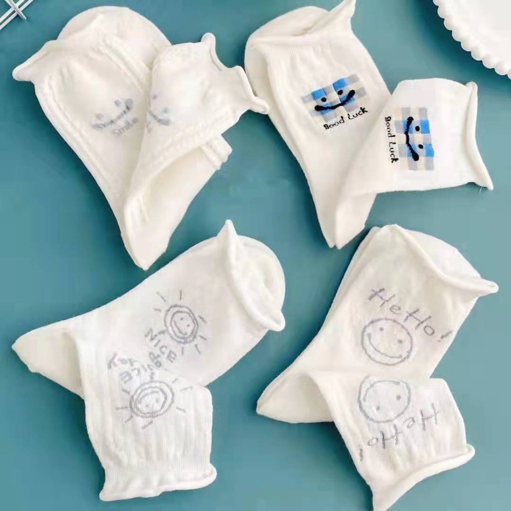 Vớ cotton Cổ Cao Thêu Họa Tiết Phong Cách Hàn Quốc Thời Trang Cho Nữ