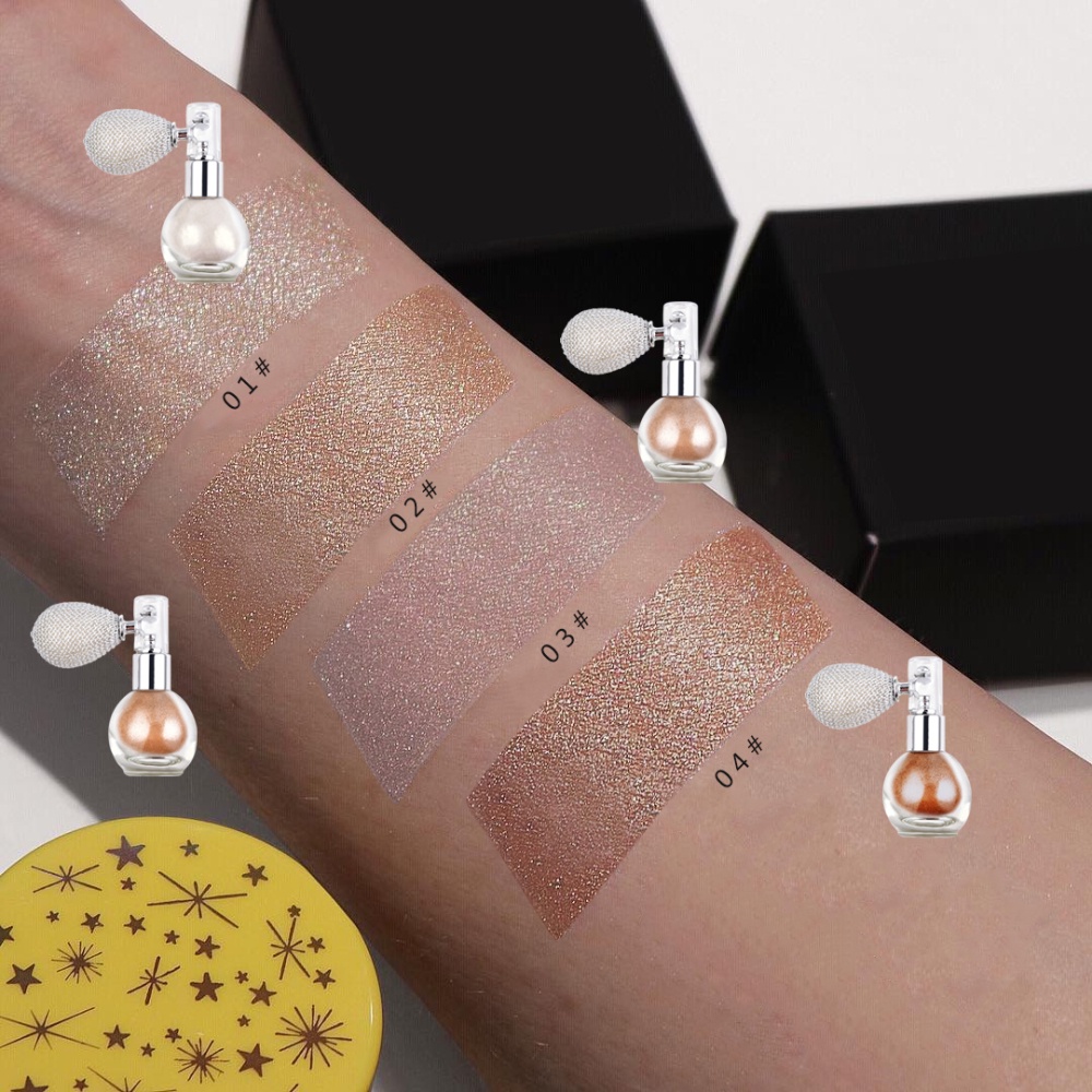 Thời trang long lanh Highlighter Powder Air Bag Spray Diamond Pearly High Gloss Shimmer Sparkle Powder Chỉnh sửa làm sáng khuôn mặt Cơ thể Phụ nữ Trang điểm làm đẹp