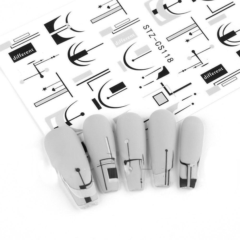 Miếng Dán Trang Trí Móng Tay Họa Tiết Hình Học DIY