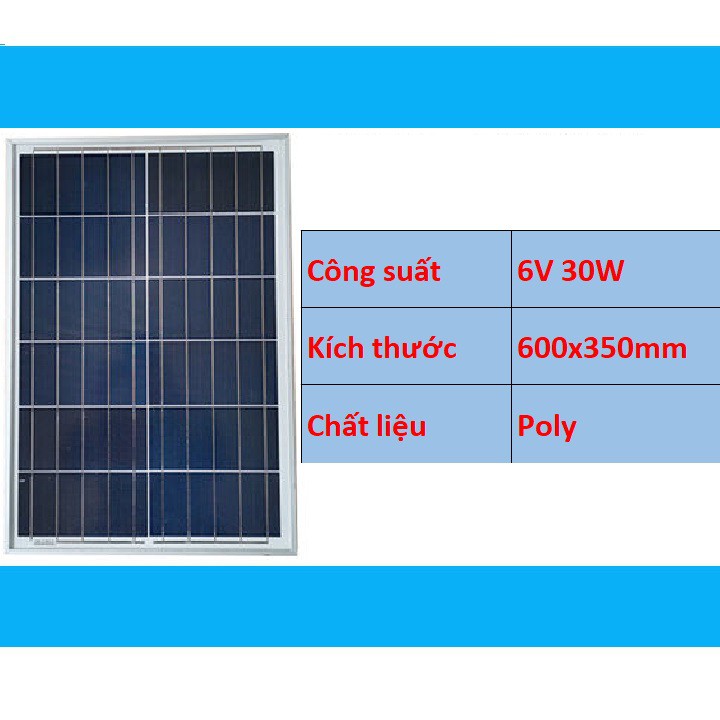 Tấm pin năng lượng mặt trời 6V 30W Poly - Solar panel 6V 30W Poly