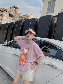 ÁO PHÔNG NỮ MÀU TÍM IN MÈO