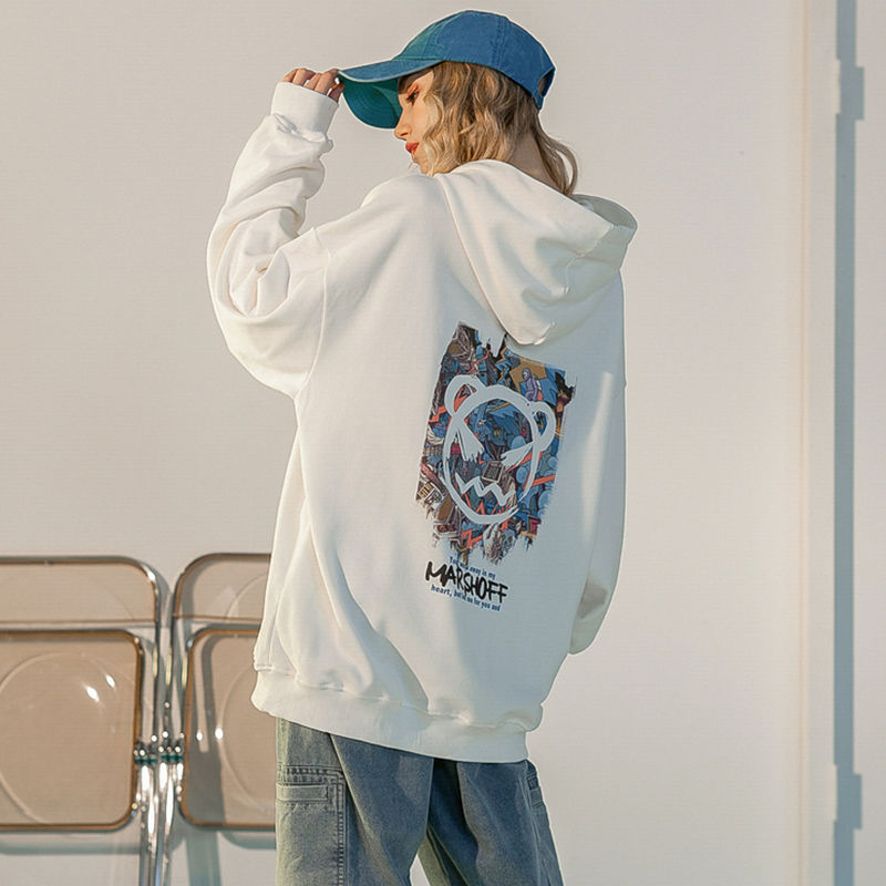 High Quality Hoodie Korean Style New Super Fire Bf Tide Brand Sweater Printed Loose Cartoon Korean Style Hooded Casual All-match Top