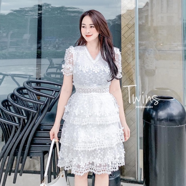 Váy ren tơ hoa 3 tầng 20019