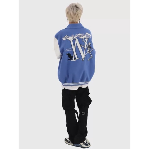 🔥🔥 Áo Varsity INS màu xanh chất da cực chất hot 2021