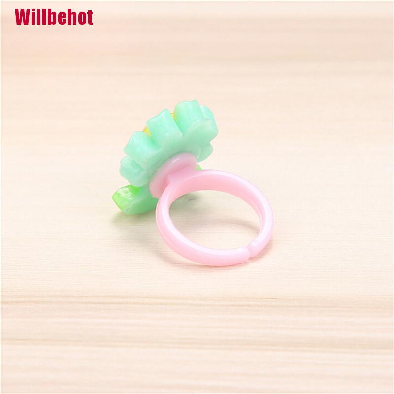 Bộ 10 nhẫn nhựa resin kiểu hoạt hình dễ thương cho bé