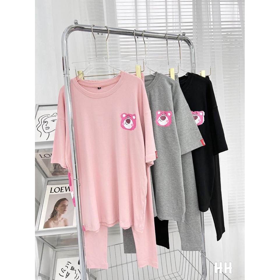 Bộ Thun Gấu Quần Legging Mặc Nhà, Mặc Đi Chơi Siêu Xinh, Áo Form Rộng
